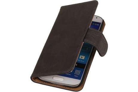 Bark Bookstyle Wallet Case Hoesje Geschikt voor de Samsung Galaxy S4 i9500 Grijs