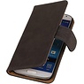 Hout Bookstyle Hoes voor Galaxy S4 i9500 Grijs