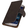 Hout Bookstyle Hoes voor Samsung Galaxy S4 i9500 Grijs