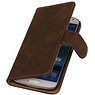 Hout Bookstyle Hoes voor Galaxy S4 i9500 Donker Bruin