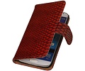 Slang Bookstyle Wallet Case Hoesje voor Galaxy S4 i9500 Rood