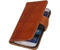 Slang Bookstyle Wallet Case Hoesje - Geschikt voor Samsung Galaxy S4 i9500 Bruin