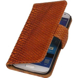 Slang Bookstyle Wallet Case Hoesje - Geschikt voor Samsung Galaxy S4 i9500 Bruin