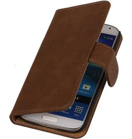 Hout Bookstyle Hoes voor Galaxy S4 i9500 Bruin