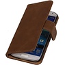 Hout Bookstyle Hoes voor Galaxy S4 i9500 Bruin