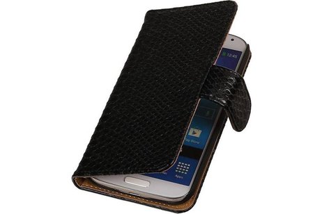 Snake Bookstyle Wallet Case Hoesje - Geschikt voor Samsung Galaxy S4 mini i9190 Zwart