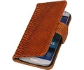 Snake Bookstyle Wallet Case Hoesje - Geschikt voor Samsung Galaxy S4 mini i9190 Bruin