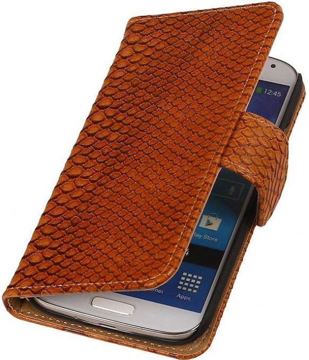 Ansichtkaart distillatie Bemiddelen Slang Patroon Bookcase Hoes voor Samsung Galaxy S4 Mini Bruin -  MobieleTelefoonhoesje.nl