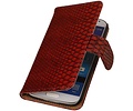 Snake Bookstyle Wallet Case Hoesje - Geschikt voor Samsung Galaxy S4 mini i9190 Rood
