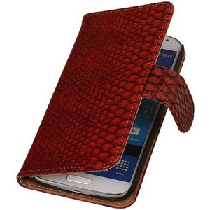 Snake Bookstyle Wallet Case Hoesje - Geschikt voor Samsung Galaxy S4 mini i9190 Rood