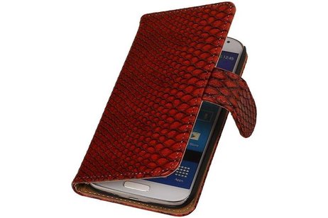 Snake Bookstyle Wallet Case Hoesje - Geschikt voor Samsung Galaxy S4 mini i9190 Rood