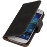 Hout Bookstyle Hoes voor Galaxy S4 mini i9190 Grijs