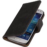 Hout Bookstyle Hoes voor Samsung Galaxy S4 mini i9190 Grijs