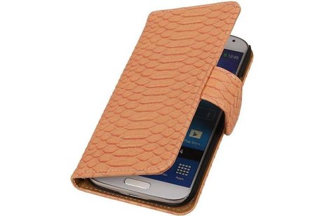 Snake Bookstyle Wallet Case Hoesje - Geschikt voor Samsung Galaxy S3 mini i8190 Licht Roze