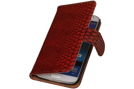 Snake Bookstyle Wallet Case Hoesje - Geschikt voor Samsung Galaxy S3 mini i8190 Rood