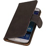 Hout Bookstyle Hoes voor Samsung Galaxy S3 mini i8190 Grijs