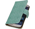 Snake Bookstyle Wallet Case Hoesje voor Galaxy S3 mini i8190 Turquoise