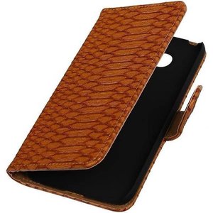 Snake Bookstyle Wallet Case Hoesje voor LG G5 Bruin