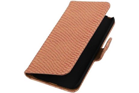 Snake Bookstyle Wallet Case Hoesje - Geschikt voor LG G5 Licht Roze