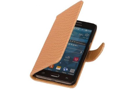 Snake Bookstyle Wallet Case Hoesje - Geschikt voor Samsung Galaxy Prime G530F Licht Roze