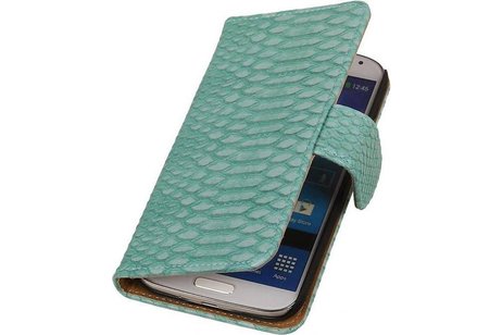 Snake Bookstyle Wallet Case Hoesje voor Galaxy Grand Neo i9060 Turquiose