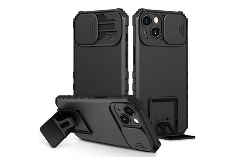 Premium Kwaliteit Anti Shock Hoesje - Back Cover - Camerawindow met Stand Functie - Geschikt voor iPhone XR - Zwart