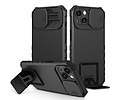 BAOHU Premium Kwaliteit Anti Shock Hoesje - Back Cover - Camerawindow met Stand Functie - Geschikt voor iPhone 11 Pro - Zwart