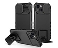 Premium Kwaliteit Anti Shock Hoesje - Back Cover - Camerawindow met Stand Functie - Geschikt voor iPhone 11 Pro - Zwart