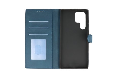 Book Case Telefoonhoesje - Portemonnee Hoesje - Geschikt voor Samsung Galaxy S22 Ultra - Blauw
