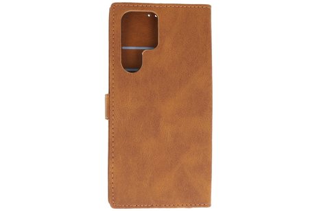 BAOHU Book Case Telefoonhoesje - Portemonnee Hoesje - Geschikt voor Samsung Galaxy S22 Ultra - Bruin