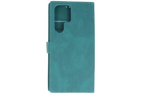 Book Case Telefoonhoesje - Portemonnee Hoesje - Geschikt voor Samsung Galaxy S22 Ultra - Donker Groen