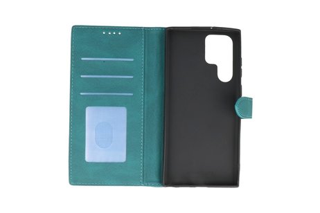 Book Case Telefoonhoesje - Portemonnee Hoesje - Geschikt voor Samsung Galaxy S22 Ultra - Donker Groen