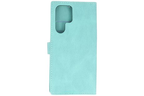 Book Case Telefoonhoesje - Portemonnee Hoesje - Geschikt voor Samsung Galaxy S22 Ultra - Turquoise