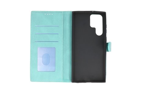 Book Case Telefoonhoesje - Portemonnee Hoesje - Geschikt voor Samsung Galaxy S22 Ultra - Turquoise