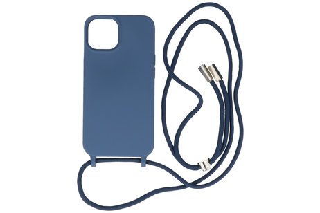 2.5 mm Dikke Fashion Backcover met Koord Telefoonhoesje - Color Hoesje - Geschikt voor iPhone 14 - Navy