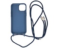 2.5 mm Dikke Fashion Backcover met Koord Telefoonhoesje - Color Hoesje - Geschikt voor iPhone 14 - Navy