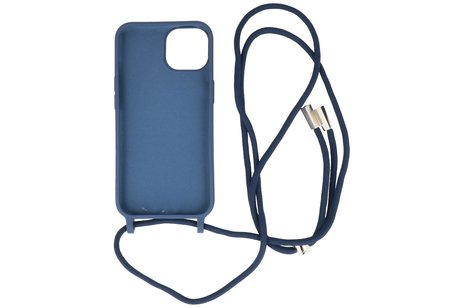 2.5 mm Dikke Fashion Backcover met Koord Telefoonhoesje - Color Hoesje - Geschikt voor iPhone 14 - Navy