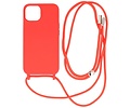 2.5 mm Dikke Fashion Backcover met Koord Telefoonhoesje - Color Hoesje - Geschikt voor iPhone 14 - Rood