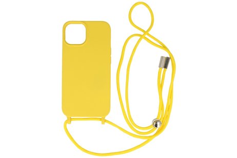 BAOHU 2.5 mm Dikke Fashion Backcover met Koord Telefoonhoesje - Color Hoesje - Geschikt voor iPhone 14 - Geel
