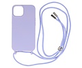 2.5 mm Dikke Fashion Backcover met Koord Telefoonhoesje - Color Hoesje - Geschikt voor iPhone 14 - Paars