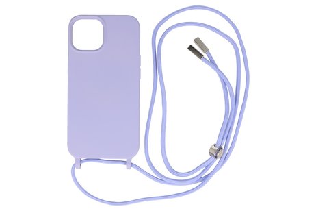 2.5 mm Dikke Fashion Backcover met Koord Telefoonhoesje - Color Hoesje - Geschikt voor iPhone 14 - Paars