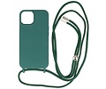 BAOHU 2.5 mm Dikke Fashion Backcover met Koord Telefoonhoesje - Color Hoesje - Geschikt voor iPhone 14 - Donker Groen