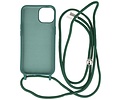 2.5 mm Dikke Fashion Backcover met Koord Telefoonhoesje - Color Hoesje - Geschikt voor iPhone 14 - Donker Groen