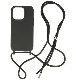 iPhone 14 Pro Hoesje met Koord Backcover Telefoonhoesje Zwart