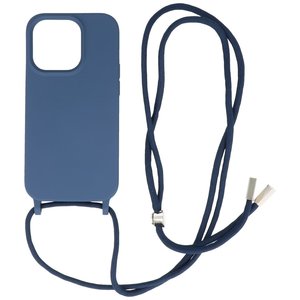 2.5 mm Dikke Fashion Backcover met Koord Telefoonhoesje - Color Hoesje - Geschikt voor iPhone 14 Pro - Navy