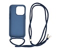 2.5 mm Dikke Fashion Backcover met Koord Telefoonhoesje - Color Hoesje - Geschikt voor iPhone 14 Pro - Navy