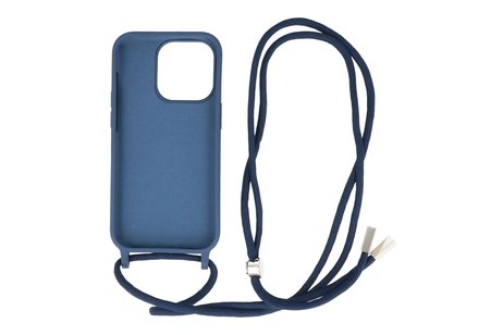 2.5 mm Dikke Fashion Backcover met Koord Telefoonhoesje - Color Hoesje - Geschikt voor iPhone 14 Pro - Navy