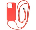 2.5 mm Dikke Fashion Backcover met Koord Telefoonhoesje - Color Hoesje - Geschikt voor iPhone 14 Pro - Rood