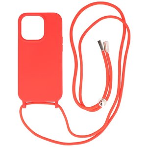 2.5 mm Dikke Fashion Backcover met Koord Telefoonhoesje - Color Hoesje - Geschikt voor iPhone 14 Pro - Rood