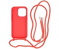 2.5 mm Dikke Fashion Backcover met Koord Telefoonhoesje - Color Hoesje - Geschikt voor iPhone 14 Pro - Rood